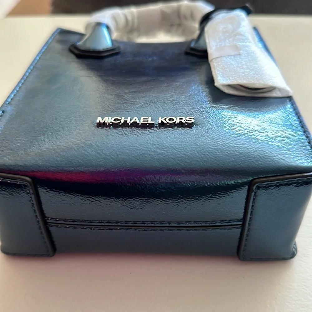 Michael Michael Kors XS Shopper Crossbody Bag Metallic Teal NWT 🔥 - Picture 3 of 11